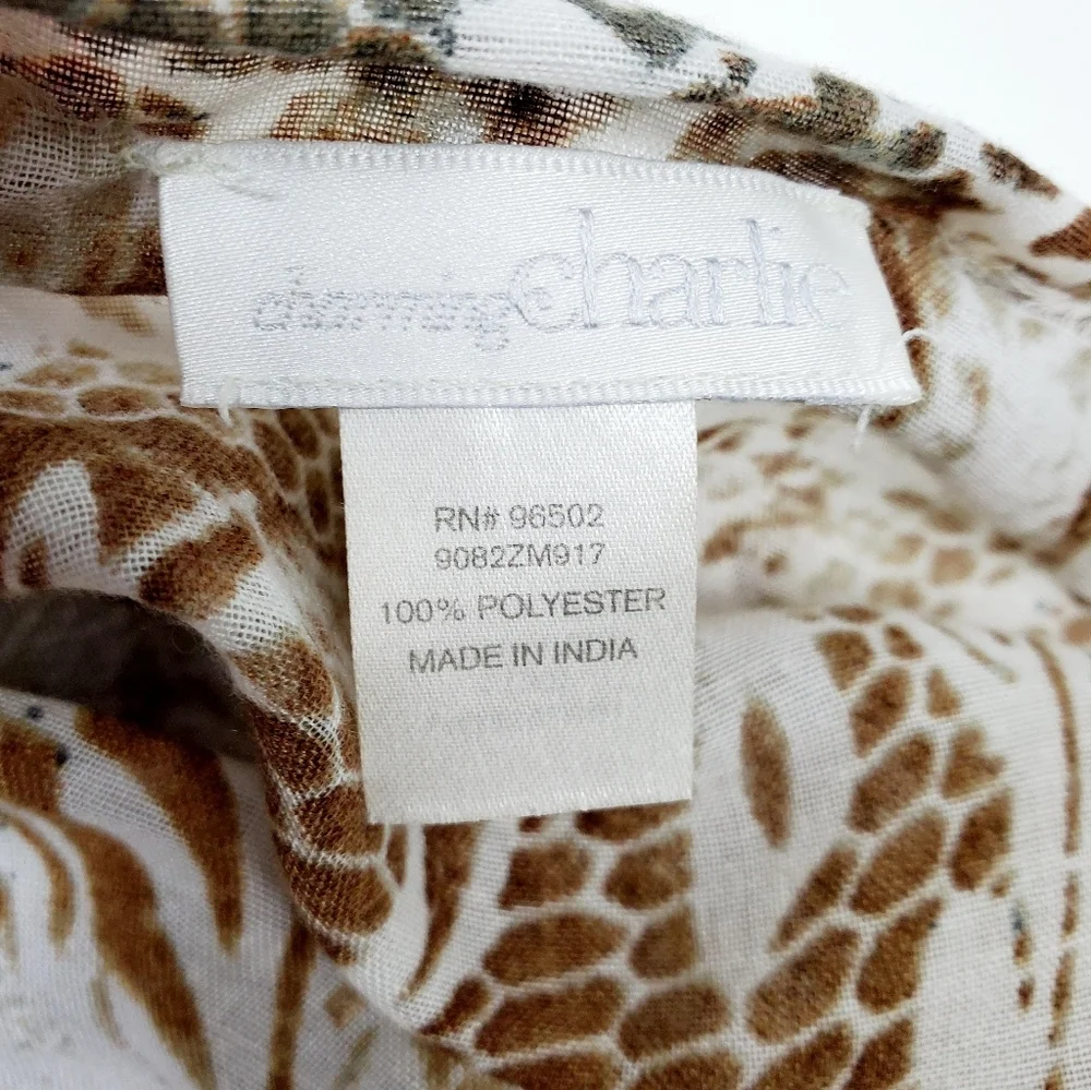 Womens Animal Print Infinity Scarf‎ Long Brown/White One Size Charming Charlie